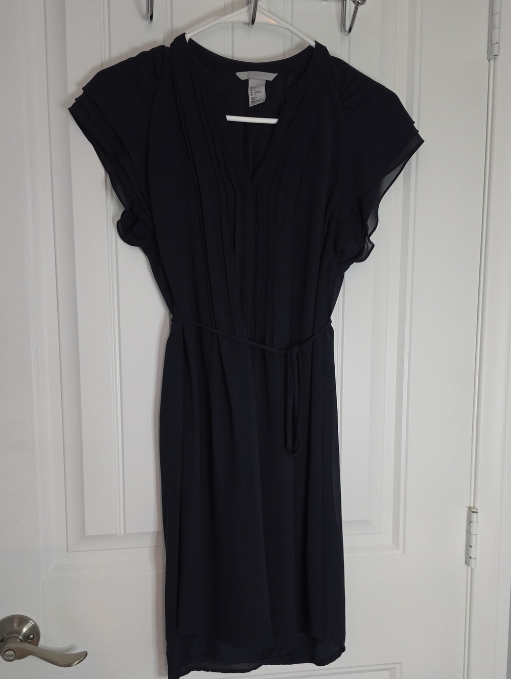 H&M Navy Midi Dress with Flutter Sleeve